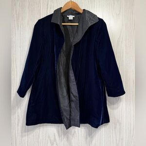 Grace Chuang Blue Velvet Open Front Jacket XS LNC